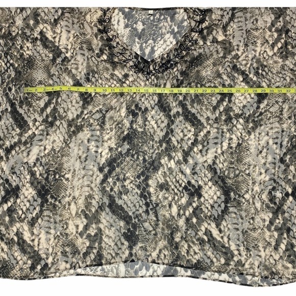 SNAKESKIN Print Embroidered Boxy Poncho Blouse - Picture 7 of 11